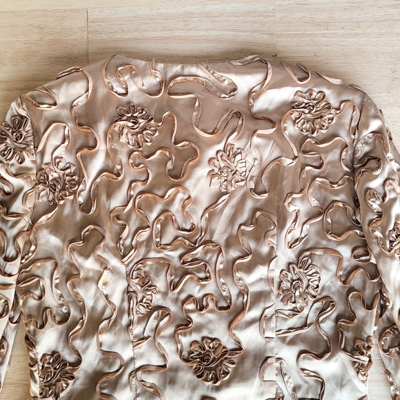 Joseph Ribkoff Gold Floral Textured Zip Jacket Women's 6 - Picture 5 of 8